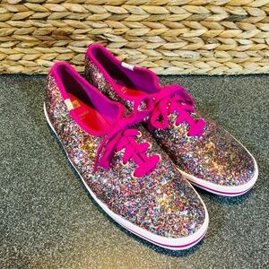 Keds Kate Spade Glittery Multicolor Sneakers with Pink Trim